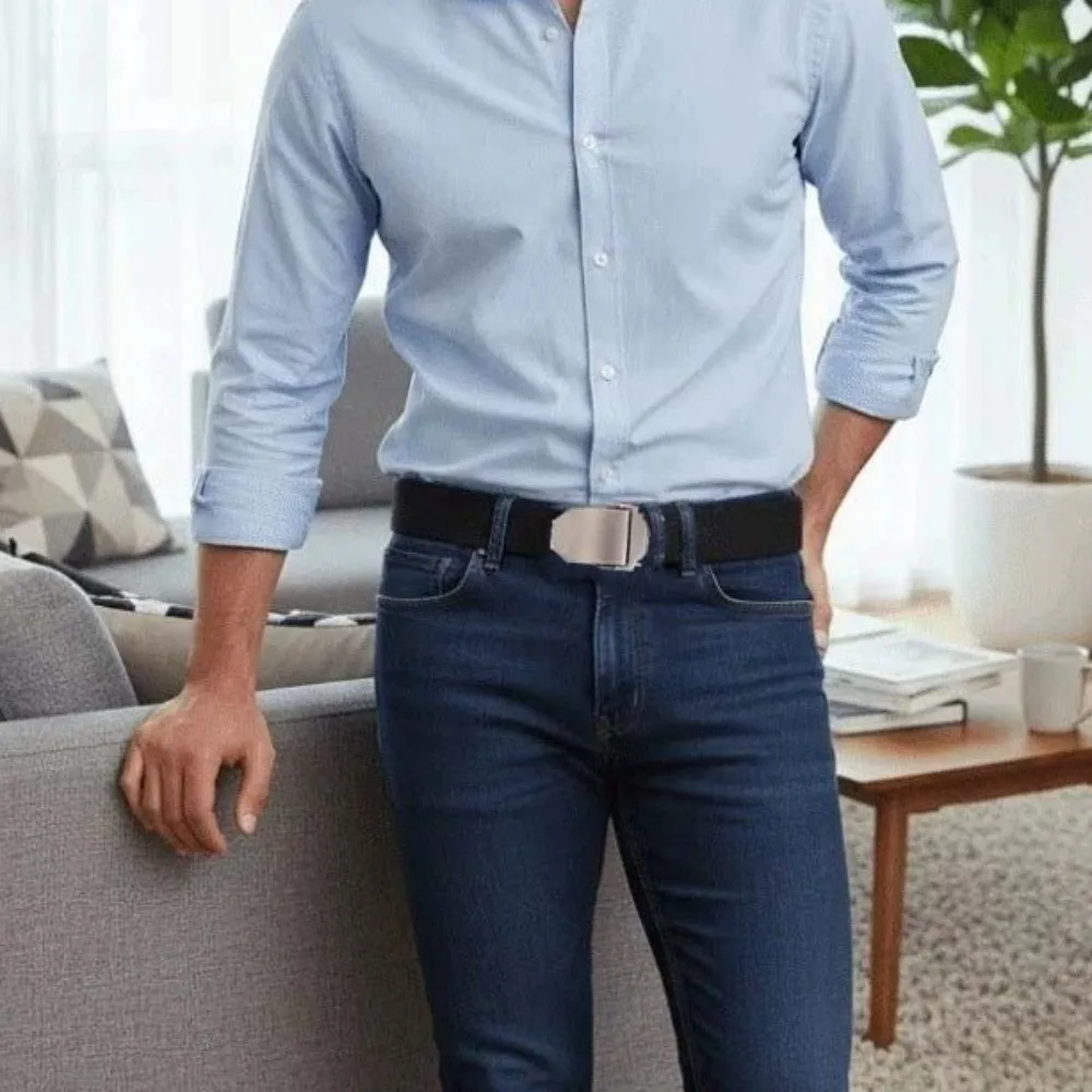 패션 조절 가능한 남성용 직조 벨트 합금 텍스처 캔버스 허리띠 내구성 있는 단색 튼튼한 천 벨트 정장용