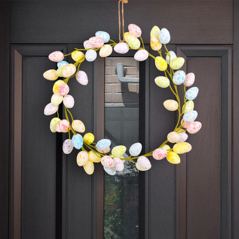 Easter Egg Wreath For Front Door Or Wall Artificial Egg Wreath Spring Wreath Easter Decor Outdoor Indoor Hanging Wreath Garlands