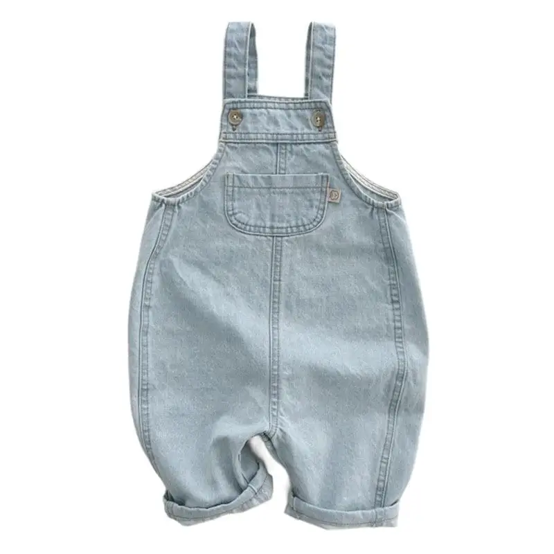 RAISE 2026 Spring Children Boys Jeans Cotton Patched Pocket Toddler Boy Suspender Solid Button Sling Infant Baby Boy Denim Pants