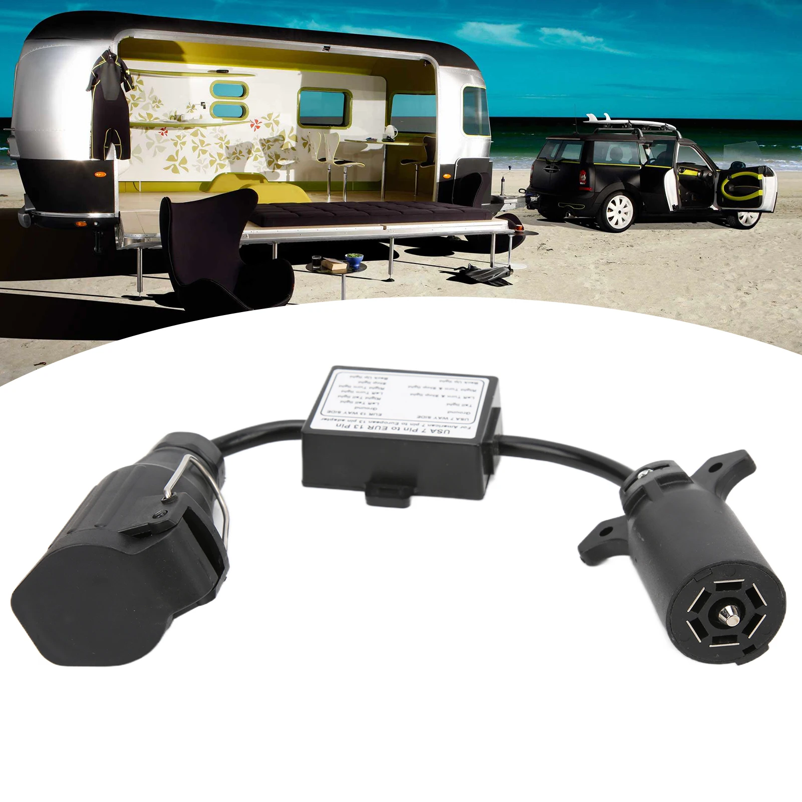 

7Pin To 13Pin Trailer Connector Convenient To Use Car Connector Dust Proof Easy Conversion for Connecting for Car