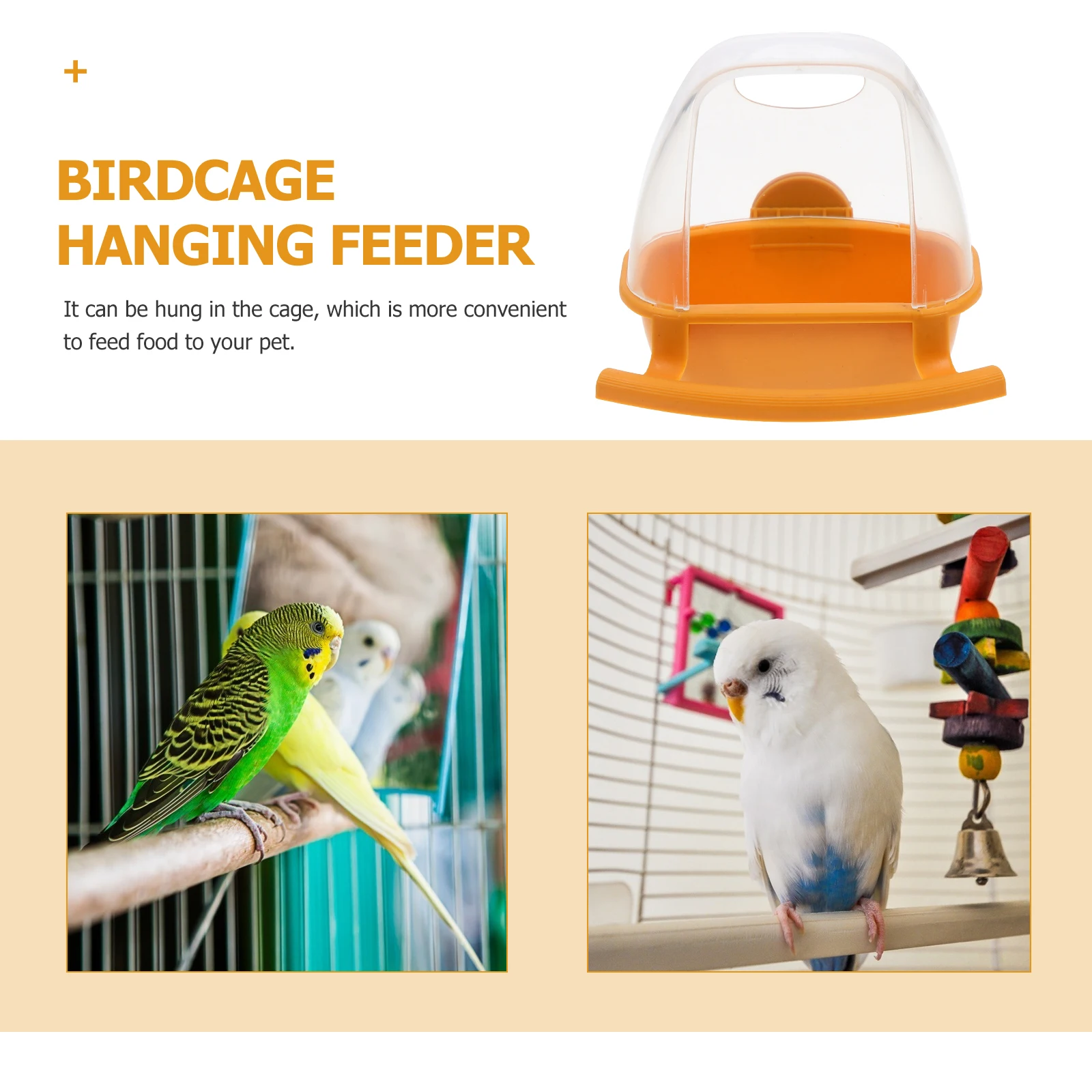 

Splash Proof Bird Food Box Clear Plastic Container Small Parrots Cage Hanging Feeder Durable Safe Material Pet Supplies