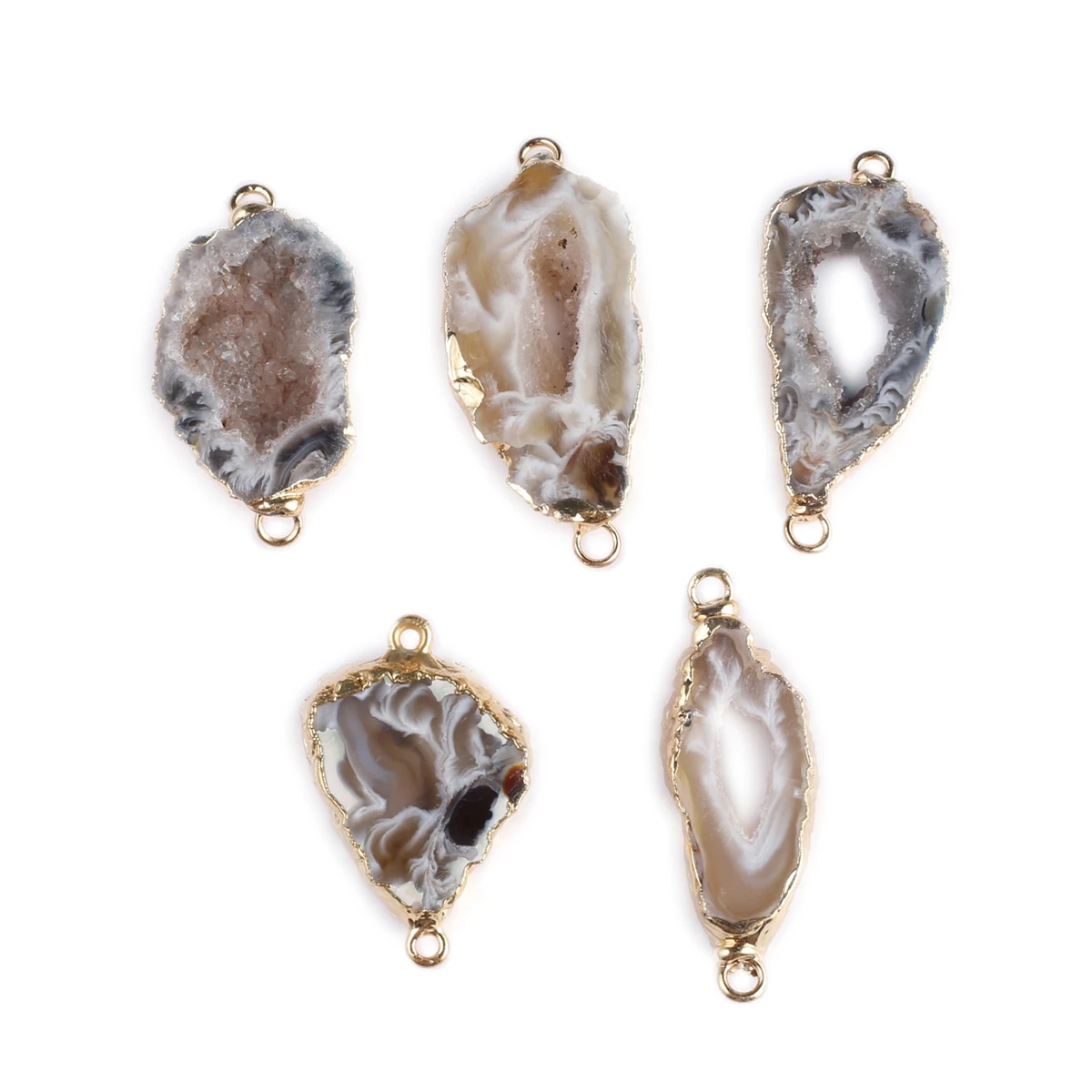 5PCS Wholesale Natural Semi Precious Stone Gray Embryo Agate Charm Jewelry Making DIY Necklace Earrings Gift 10-16x20-30mm