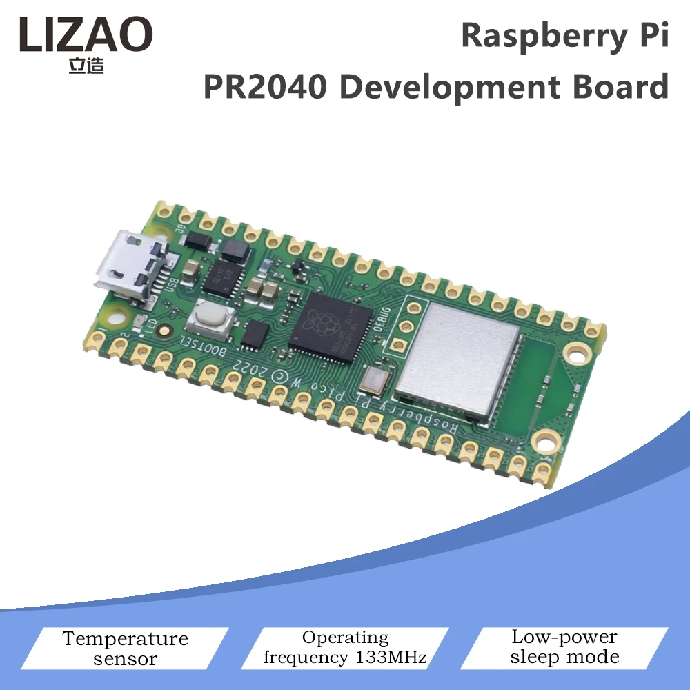 Raspberry Pi Pico W PR2040 Development Board RP2040 Dual Core MCU 133MHz Onboard CYW43439 Wi-Fi Chip Built-in Temperature Sensor