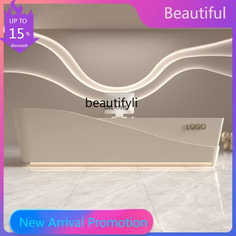 

Beauty Salon Club Paint Bar Simple Clothing Store Cashier Curved Medical Beauty Reception Table Company Reception Counter