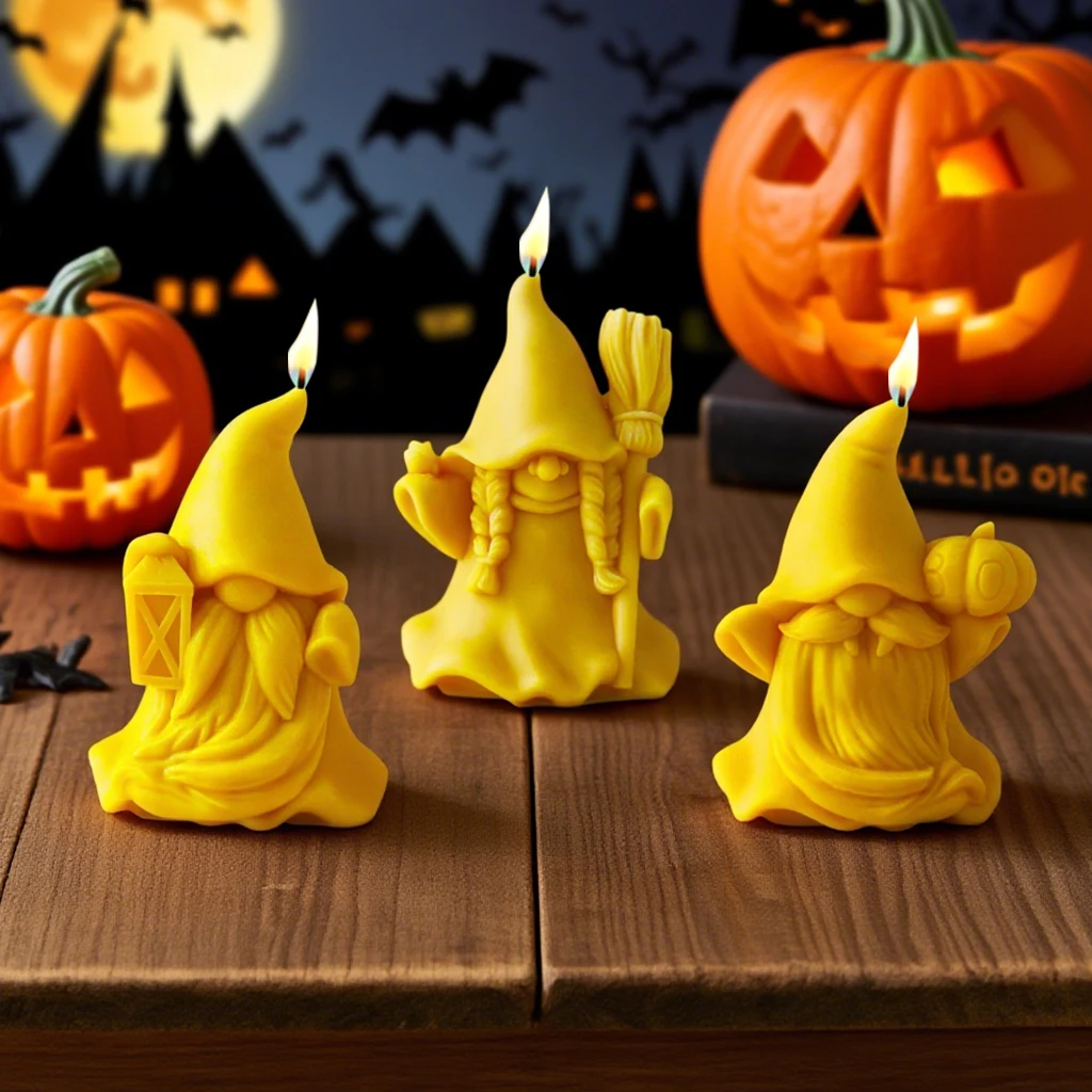 

1 шт., силиконовая форма для фонаря на Хэллоуин, карлик, тыквенная метла, украшение для карлика, сделай сам, ароматическая свеча, гипсовая форма