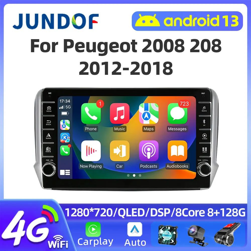 

Jundof Android 13 Autoraido Car Radio For Peugeot 2008 208 2012-2018 Multimedia Player 2 din Navigation Video Carplay Stereo GPS