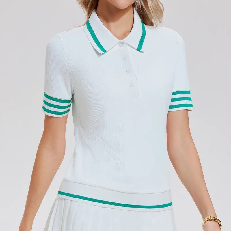 WESTSHAN Luxury Quality Women Tennis Polo Shirt Short-Sleeved Slim-Fit Sporty Gym Fitness Workout Badminton Golf Tshirt