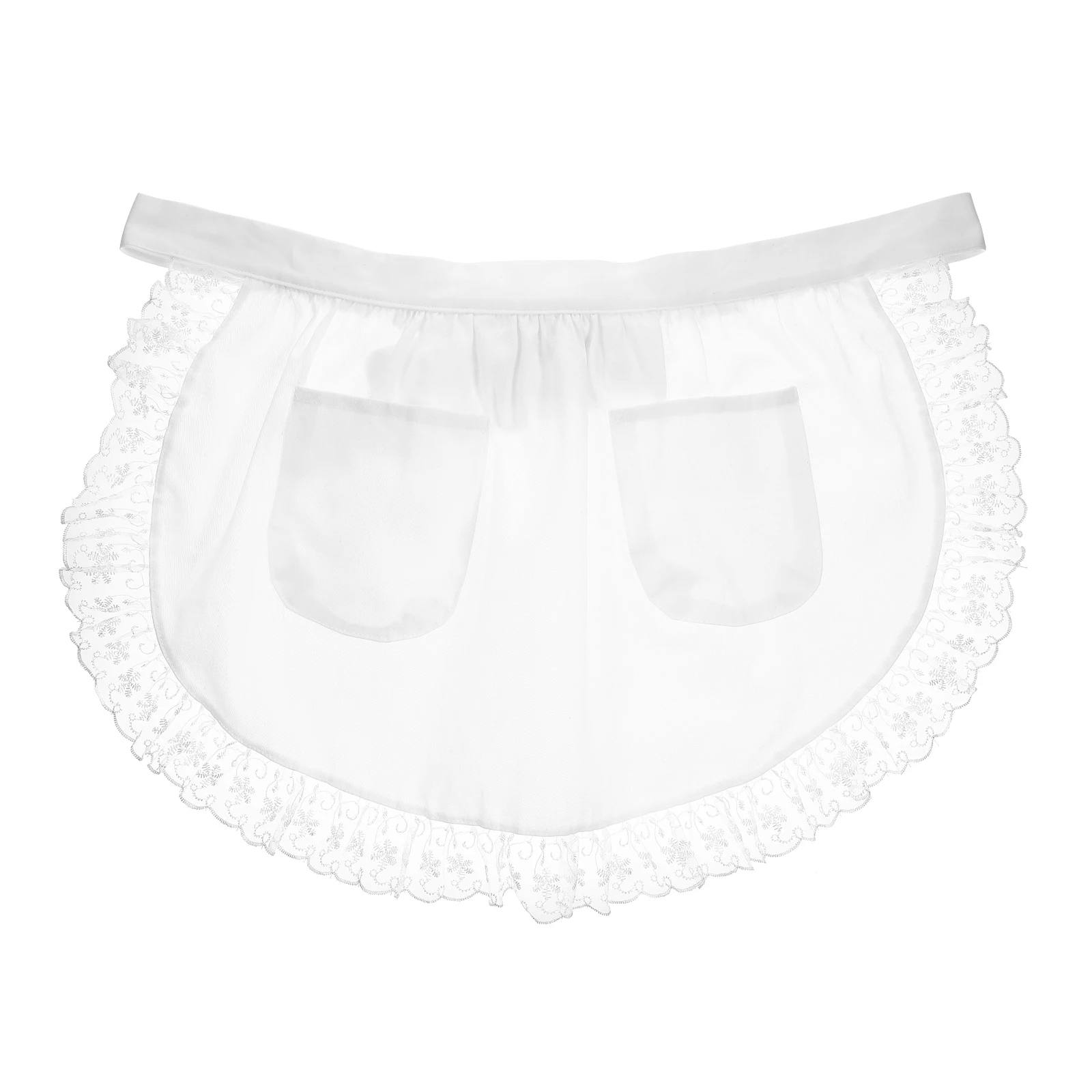 

Cotton Apron Kitchen Cooking Baking Supply Cotton Waist Girl Child Lace Pockets Waterproof Oil Resistant Maid