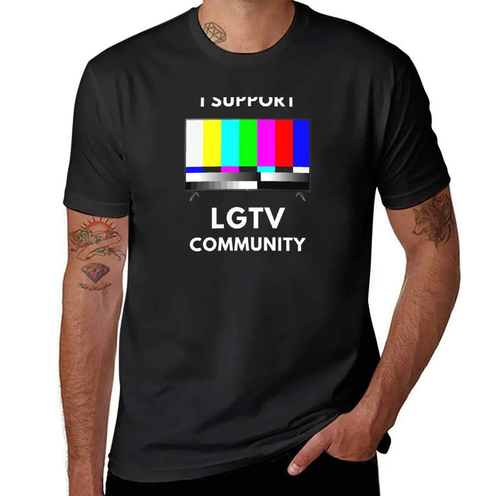 

I SUPPORT LGTV COMMUNITY T-Shirt anime oversized summer tops plus size tops mens tall t shirts