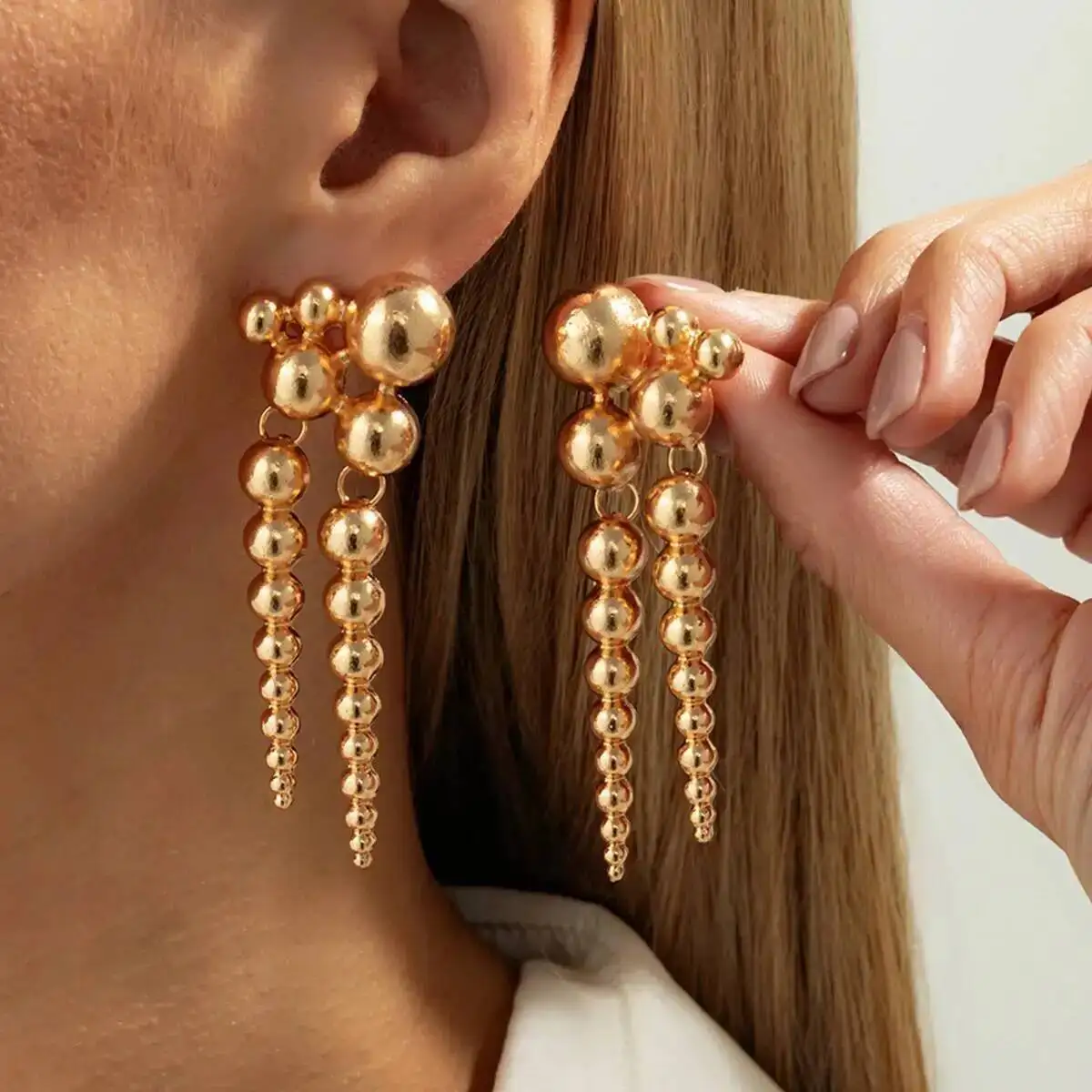 SHIXIN العصرية الخرز شرابة قطرة قلادة للنساء خمر هندسية كرة مستديرة قلادة قلادة 2026 مجوهرات الأزياء الإكسسوار