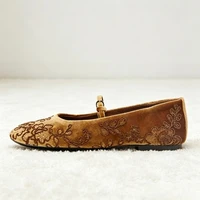 Novelty Velvet Embroidered Floral Design Ballet Flats Women Comfort Round Toe Mary Jane Shoes Lightweight Soft Designer Loafers - Image 4
