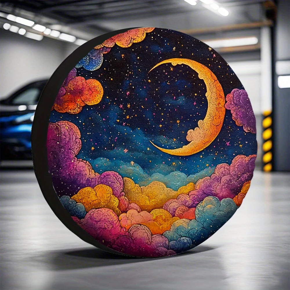 1pc, Durable Polyester With A Starry Night Sky Design, Electricity-Free New Year Gifts For Parking On The Grassland.