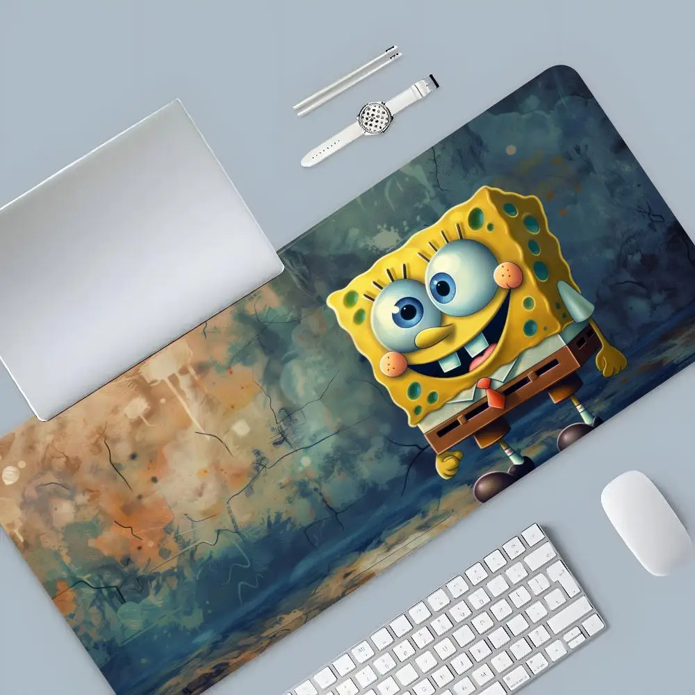 S-SpongeBobs Squares P-Pants  Mouse Pad Cartoon Lockedge Large Gaming Pad Computer Gamer Keyboard Mouse Mat Desk Mousepad for PC