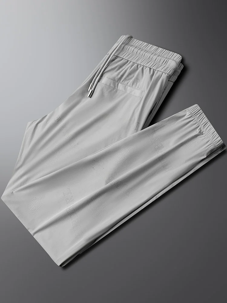 

Новые мужские легкие брюки из ледяного шелка 2025 года, летние тонкие, облегающие, быстросохнущие, спортивные, укороченные, модные