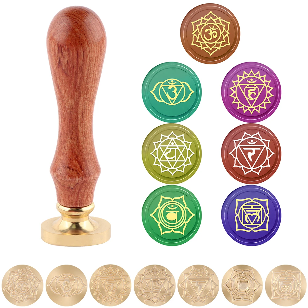 

7pcs Abstract Pattern Wax Seal Stamps 1pc Wooden Handle Set for DIY Wedding Invitations Envelopes Gift Cards Wine Bottle Decor