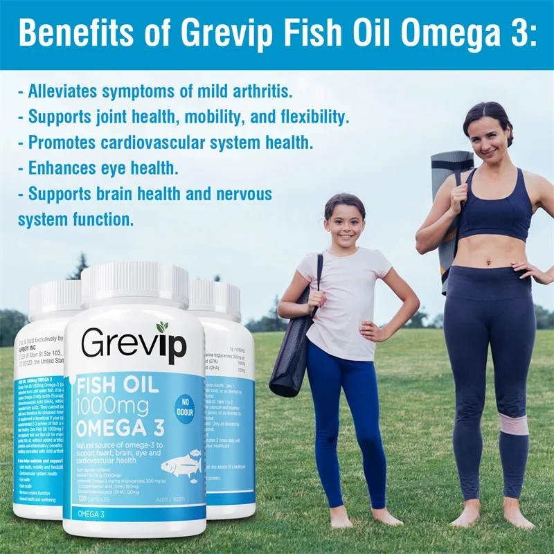 Omega 3 Fish Oil - Support Brain Nervous System Good for Cardiovascular & Skin Health Antioxidant