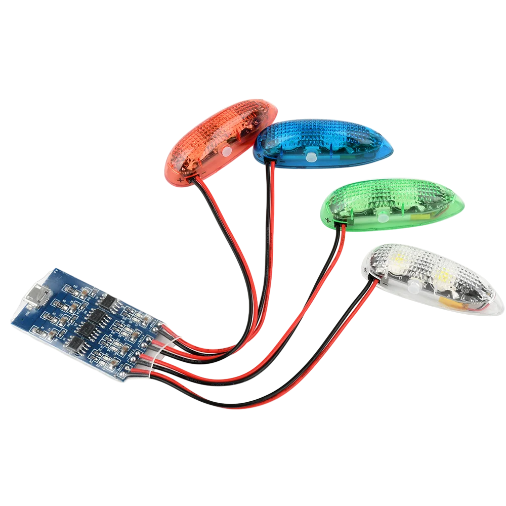 

Wireless Simulation Navigation Light 1S Rechargeable 4 Modes LED Lights for RC fixed-wing Aircraft UAV FPV Drone Toy