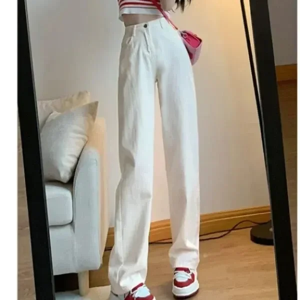 Artistic Lightweight Women Trendy Wide-legged Pants Simple Style High-Waist Design Suitable Casual Occasions