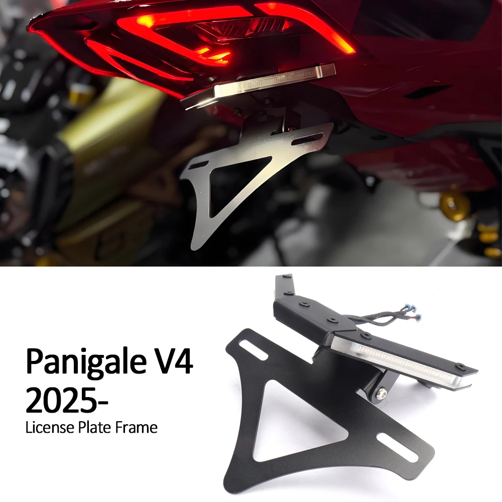 دراجة نارية الملحقات لوحة ترخيص حامل الحاجز مزيل تسجيل قوس بدوره إشارة ل Ducati Panigale V4 2025 #1