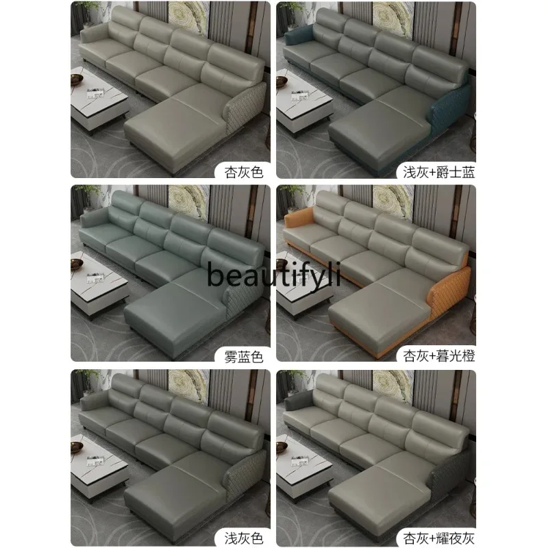 K132 Leather sofa modern simple first-layer cowhide living room size apartment combination