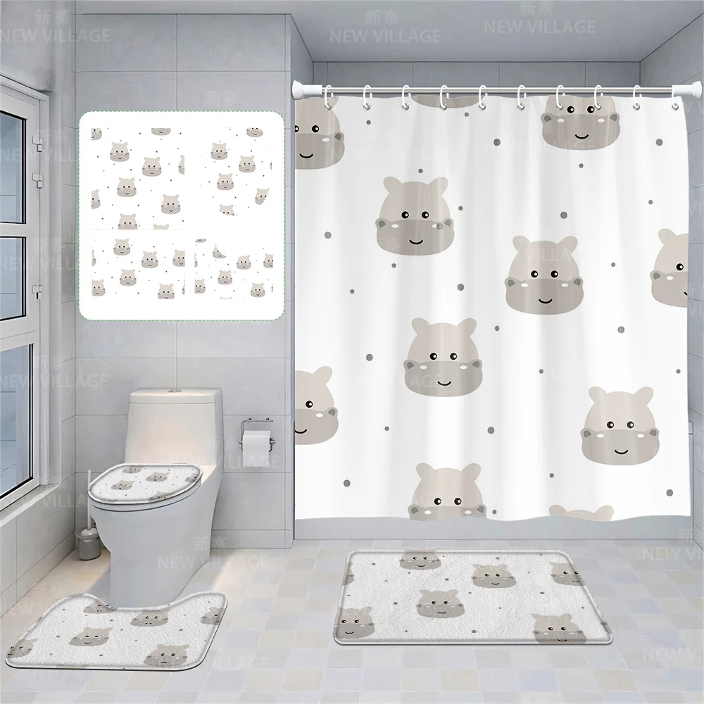 

Home shower curtains bathroom Decora waterproof fabric non-slip bath mat water absorption curtain Modern Nordic cute animal