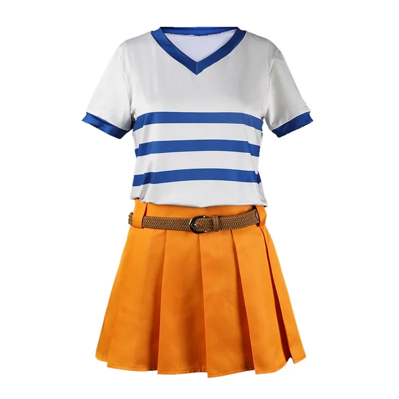 Anime Nami Cosplay Costume Two Years Ago Wig Daily Long Sleeved T-shirt Skirt Full Set Woman Sexy Kawaii Halloween Carnival Suit