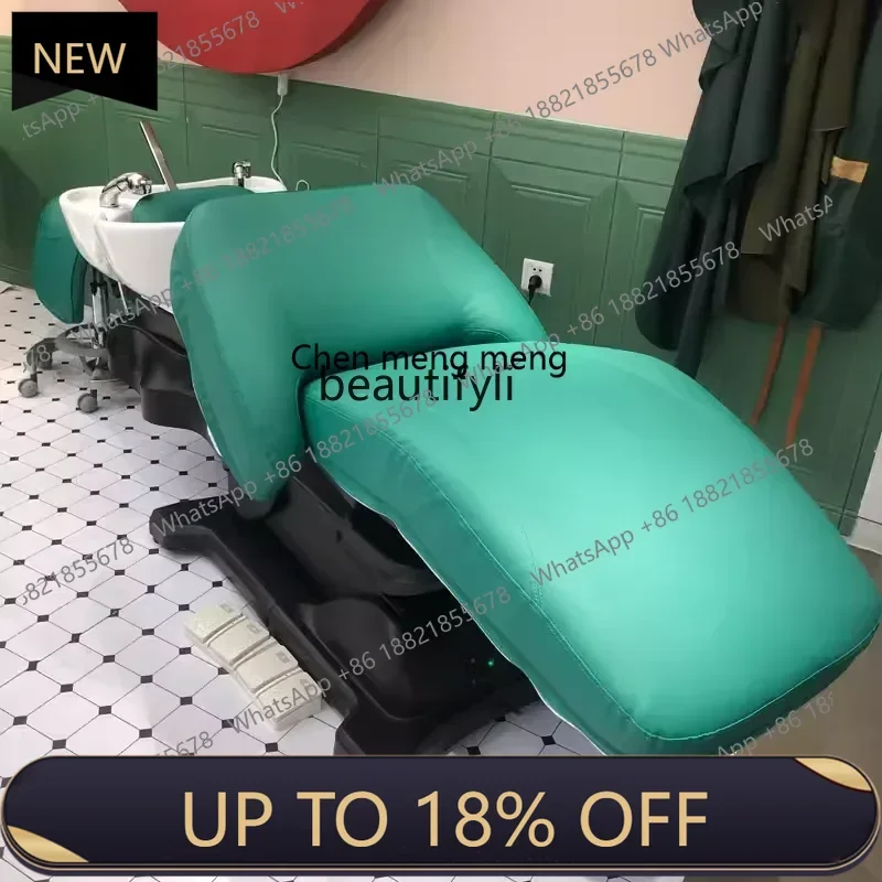 

New High-End Shampoo Chair Barber Shop Flushing Bed Simple Half Lying Salon Bed Ceramic Basin