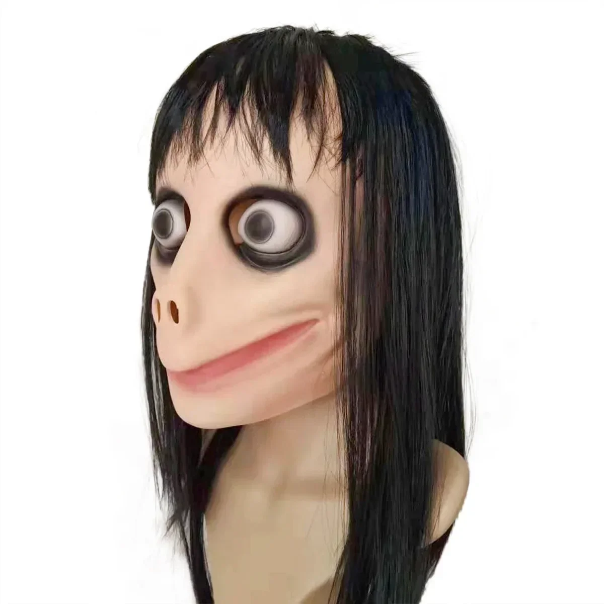 Masque fantôme d'horreur à cheveux longs pour femme, masque Momo, Tern effrayant, perruque fantôme d'halloween, casque, 2025