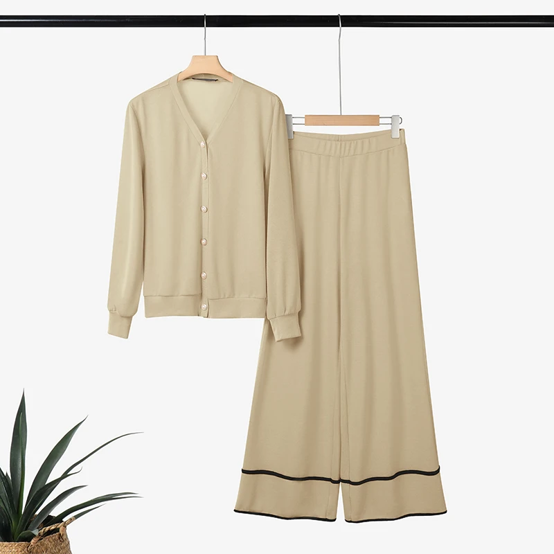 ZANZEA Autumn Women Fashion Pant Sets Long Sleeve V-Neck Shirts and Long Wide Leg Pants Casual Loose 2pcs Elegant 2 Piece Outfit