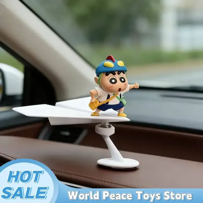 Rotate Aircraft Crayon Shin-Chan Car Dashboard Ornaments Auto Interior Console Decor Figurines Desktop Decoration Mini Model view 3