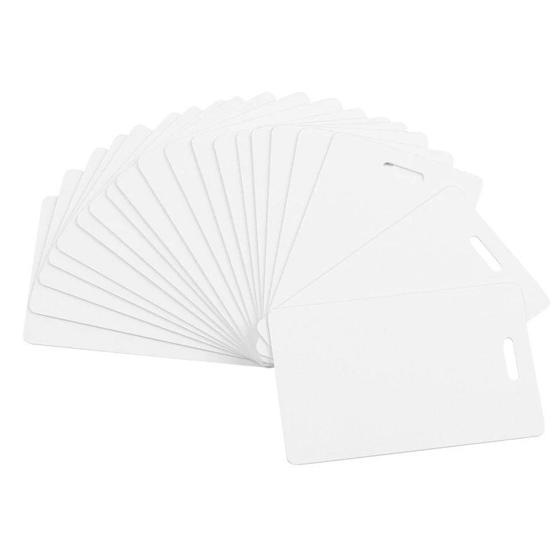 50 Pack Premium Blank PVC Cards With Slot Punch On Short Side - Vertical Slot Punch Blank ID Cards CR80 Plastic Cards Durable