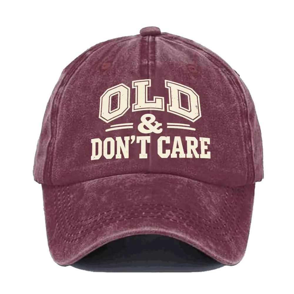 Creative Gift Washed Cotton Twill Unisex Hat Breathable Durable Distressed Cap Vintage OLD & DON’T CARE Embroidered Hat