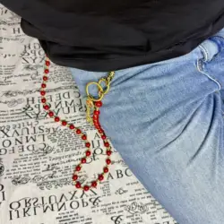 Exquisite handmade red agate delicate trouser chains, fashionable punk-style and versatile decorative key chains for jeans.