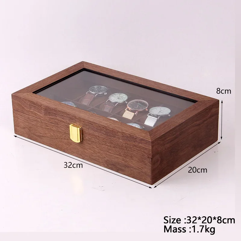 Wooden Watch Box Storage Box Vintage Wood Grain Mechanical Watch Storage Box Collection Display Dustproof Case Customizable Logo