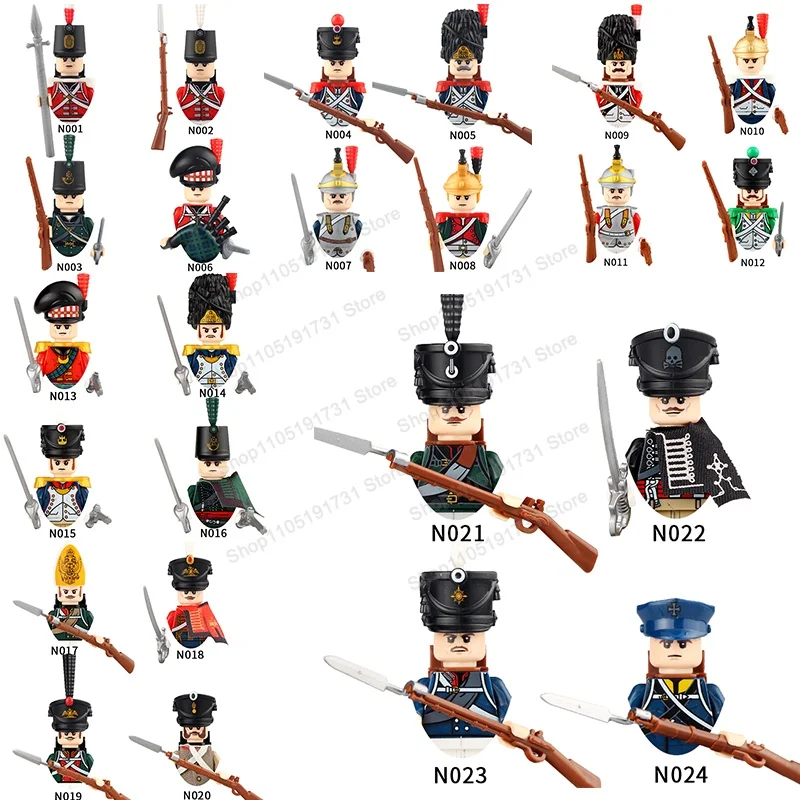 MOC Medieval Military Soldier Figures Napoleon Building Blocks Cavalry Shield Armor Assembled Accessories Toys KID Gift N001-024