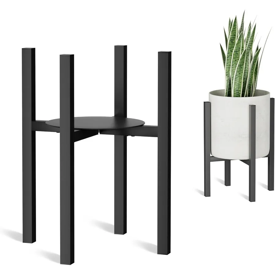 

Adjustable Metal Plant Stand Indoor Outdoor Fits 8 to 12 Inches Pots Mid Century Modern Planter Stand Single Floor Flower Pot H