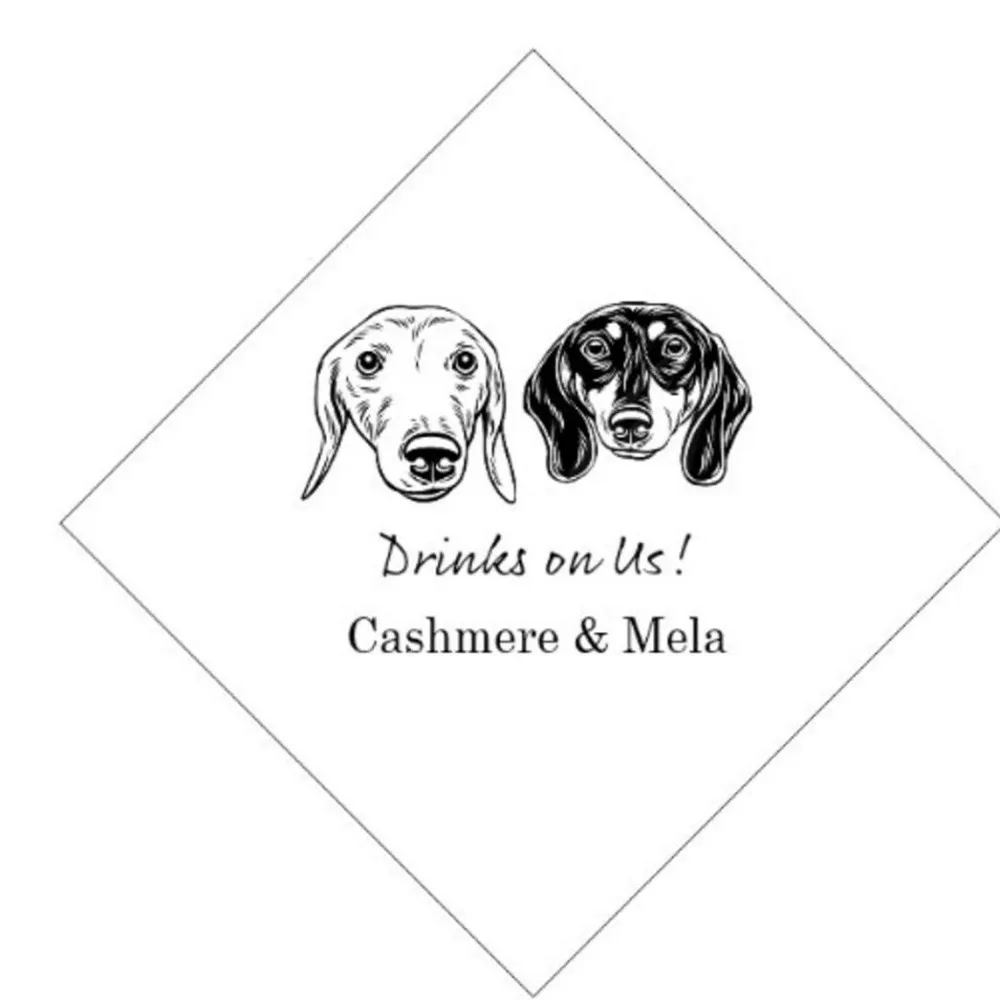 Custom Pet Personalized Wedding Napkins, Dog Portrait Serviettes, Cat Simple Cocktail, Luncheon, Customizable Illustrated Napkin