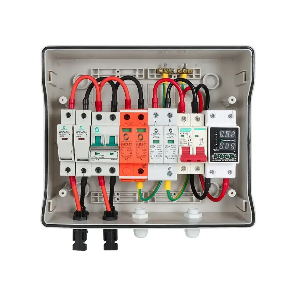 WSDB-PV1/1 صندوق مجمع صفيف Pv بالطاقة الشمسية مقاوم للماء والغبار 1 في 1 خارج 1 سلسلة صندوق بطارية تيار متردد تيار مستمر لنظام طاقة الألواح الشمسية