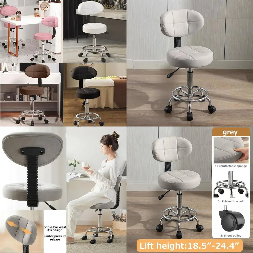 

Adjustable Height PU Leather Office Desk Chair with 360° Swivel and Silent Wheels, Suitable for Home, Work, and Creative Spaces