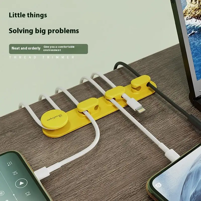 Data Cable Organizer Silicone Charging Hub Self-adhesive Winding Device Desktop Storage And Fixed Winding Device Holder