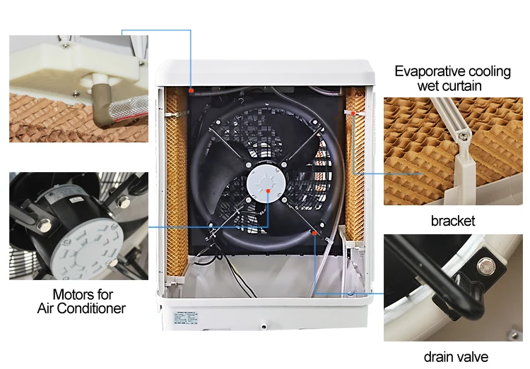 8000 m3/u draagbare verdampingsluchtkoeler, beter dan zonne-airconditioner