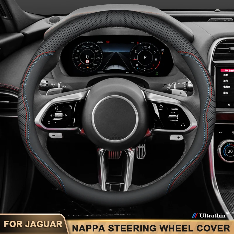 

Car Ultra-Thin Leather Steering Wheel Cover For Jaguar XE XF XK XJR XJ XEL XFR XFL E-PACE F-PACE F-TYPE I-PACE Auto Accessories