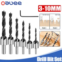 3-10mm HSS Countersink Drill Bit Set Reamer Woodworking Chamfer Boring Drill L-wrench Counterbore Hole Cutter Screw Hole Drill