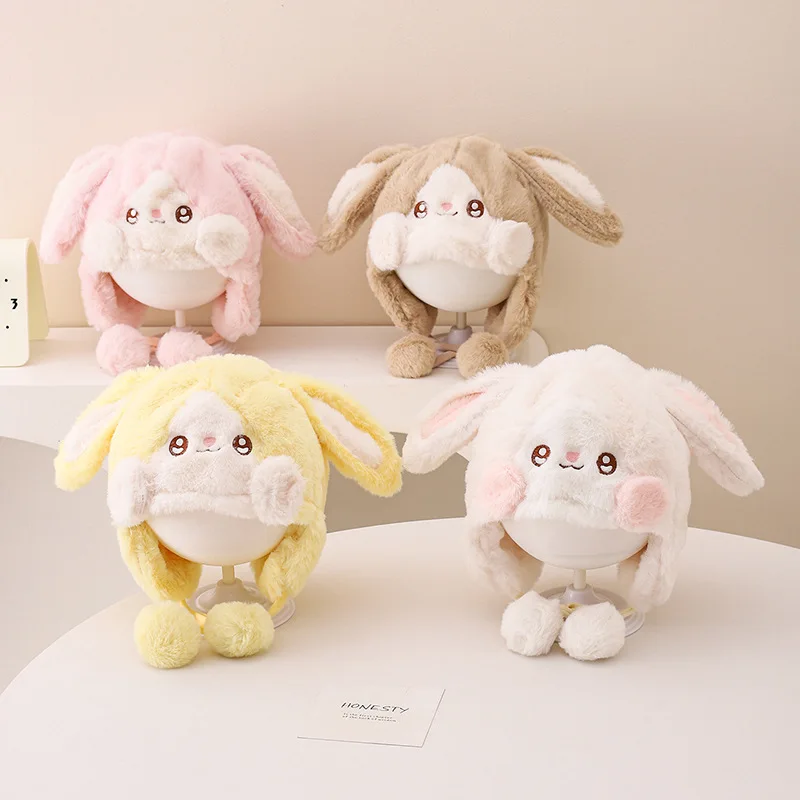 

Детская пушистая шапка, зимняя шапка для новорожденных, шапка с милым кроликом, плюшевая шапка с защитой ушей, теплая ветрозащитная шапка для мальчиков и девочек