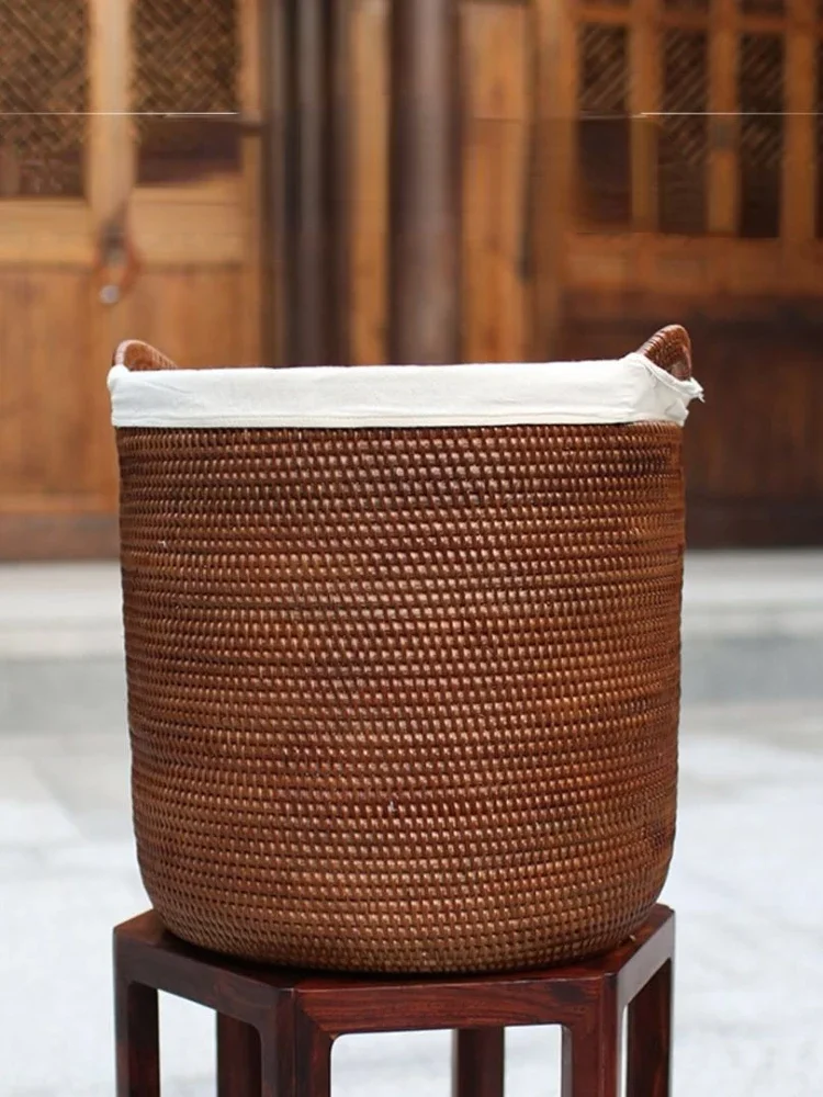 Vietnam Rattan Laundry Basket  EcoFriendly Dirty Clothes Storage with Lid, Wicker Basket Lined Organizer, Bathroom Solution