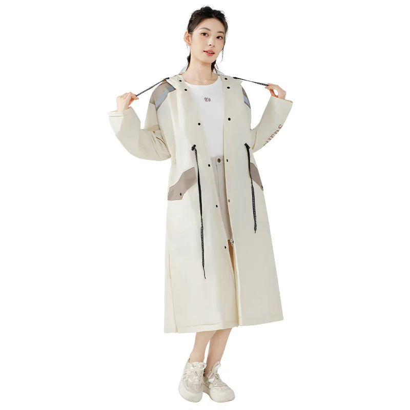 

Long Style Full Coverage Raincoat Adults Heavy Downpour Shield Waist Tied One Piece Outdoor Solo Use Electric Scooter Rainwear