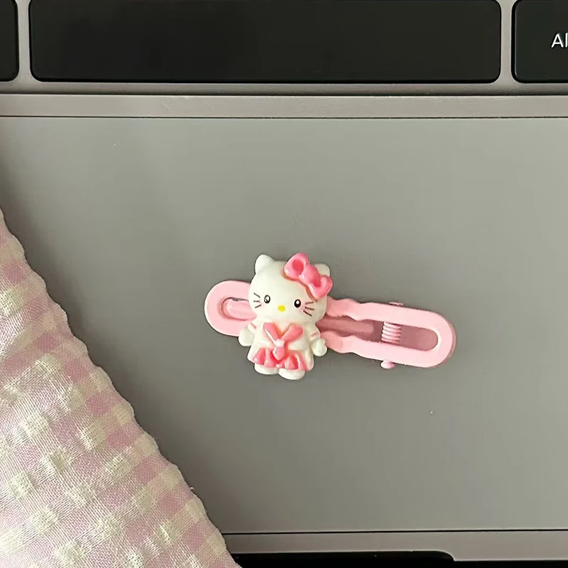 2Pcs Kawaii Sanrio Pink Hello Kitty Bangs Clip Ornaments Side Bangs Duckbill Clip Hairpin Hair Accessor Anime Headdress image 5