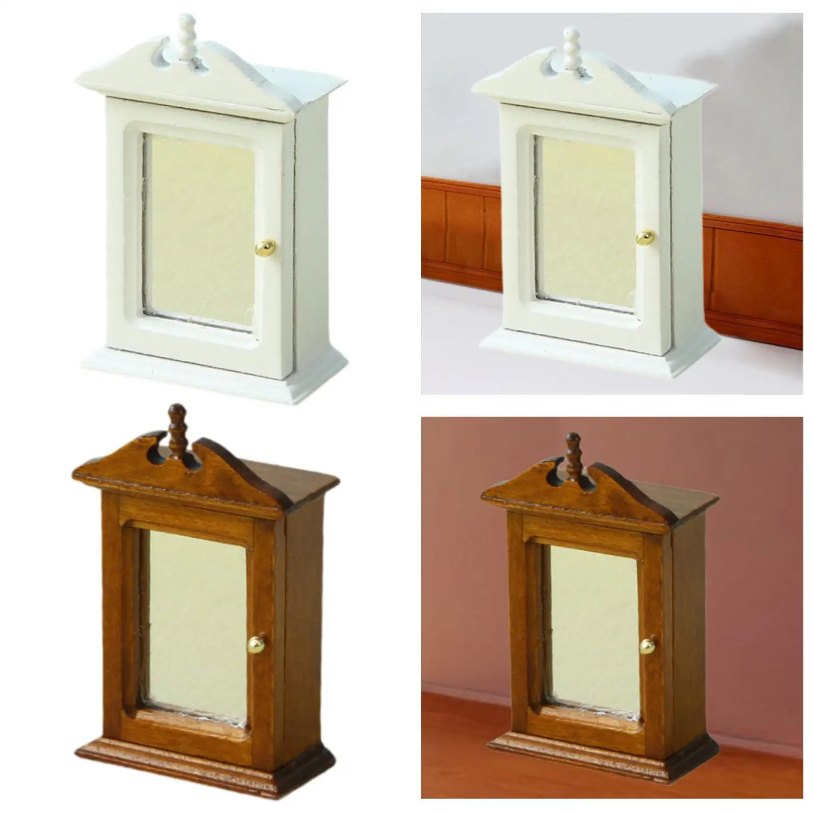 1:12 スケール ドールハウス ミニチュア ワードローブ 家具モデル アクセサリー シミュレートされたクラシック木製ミニワードローブモデル 子供用