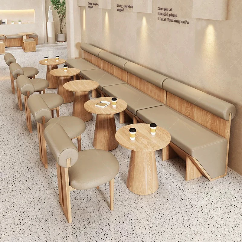 fast food coffee shop comfortable sofa chair dining table setModern cream restaurant furniture milk tea