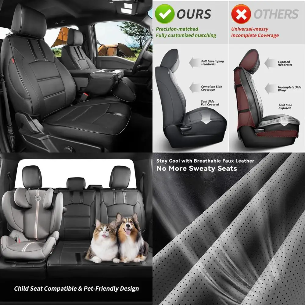 

Чехлы на сиденья RAM, полный комплект для 2012-2026 Ram 2500/3500 CrewCab Big Horn Pickup, полностью покрытые, роскошные водонепроницаемые чехлы для грузовиков Le